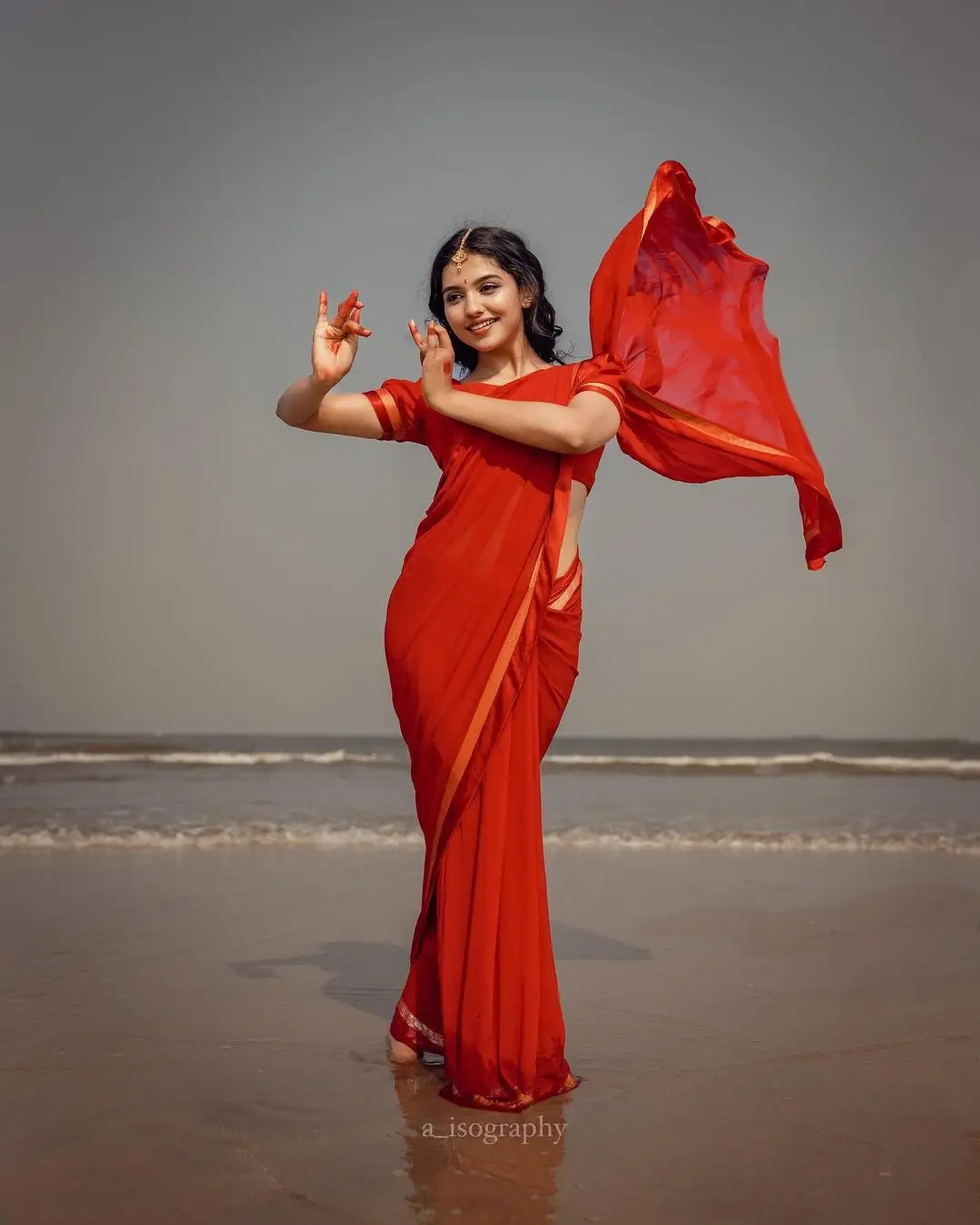 Malayalam Actress Mamitha Baiju in Beautiful Red Saree